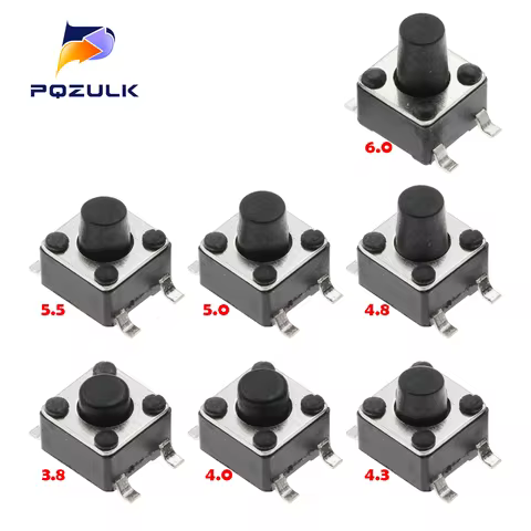 100PCS Momentary Tactile Push Button Click Switch 4.5X4.5mm H=4.3/4.5/5/6/7/8/9/10/13mm~25mm 4Pin SM