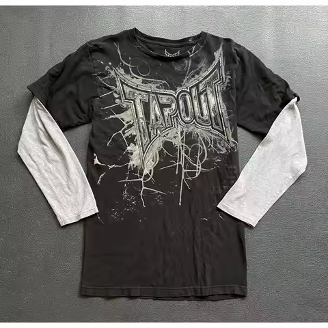 Y2K Sle Skeleton Print T-irt 2000s Retro aphic Top PU Leather Sve Ciwalk ential ex Long Sve Crew Ne