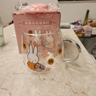 Miffy 櫻花雙層玻璃杯 連矽膠杯蓋
