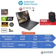 HP OMEN Laptop 15-en1006AX (Ryzen 9 5900HX/16GB RAM/1TB SSD/RTX3070 8GB/15.6"/Win10)