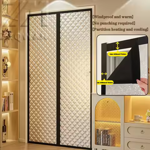Winter warm cotton door curtain, partition curtain, thickened windproof curtain,no punching magnetic
