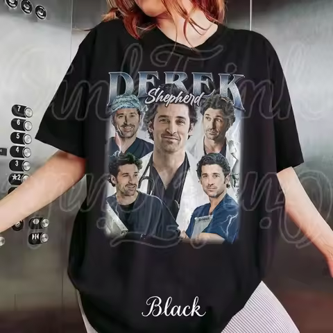 Derek Shepherd Grey amp 39 s Anatomy TV Series T Shirt Top Clothing Apparel vintage Washed Comfortab