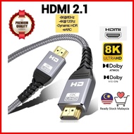 Kabel HDMI 2.0 Cable / HDMI 2.1 | 3D 4K 8K HD UHD HDMI Cable | 4K 60Hz | 8K 60Hz Kabel Sambungan HDM