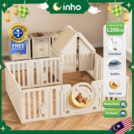 INHO Foldable Gaming Kids Fence With Small House Safety Baby Playpen Fence Kids Game Activity Center