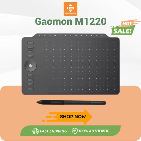 GAOMON Graphics Tablet M1220 12 Inch Large Pen Tablets Multimedia Keys for Drawing wIth PC Laptop Ma