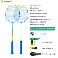 ALPSPORT Power 3U G5 Full Carbon Badminton Racket 22-26Lbs Strung | Aero Frame Pro Offensive Design 
