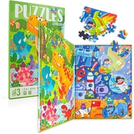 D-KINGCHY Magnetic Puzzles for Kids Ages 5+, 2-in-1 Puzzle Book 60 72 Pieces, Travel Jigsaw Puzzles,