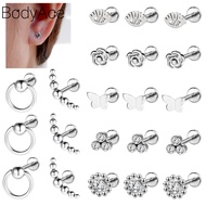 Bodyace 1 Pc Stainless Steel Earring Rose Stud Earring 16G Earring Helix Earring Internal Thread Ear