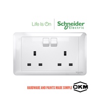 Schneider Electric 13A Twin Gang Switched Socket, White