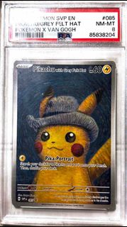 PSA 8 Pikachu with Grey Felt Hat 085 Pokémon x Van Gogh card