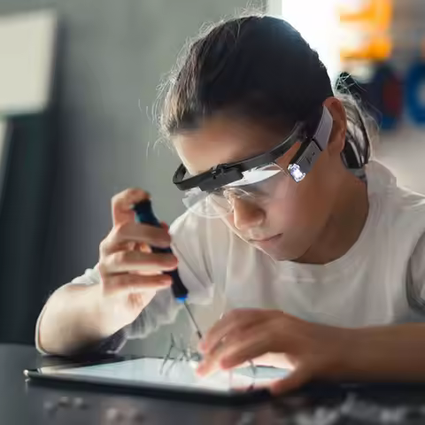 Adjustable 2 Lens Loupe LED Light Headband Magnifier Glass LED Magnifying Glasses With Lamp 1.5X20x2