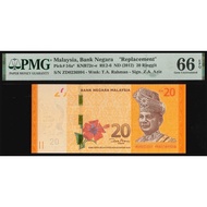 Malaysia, 12th series, 2012, Rm20 Ringgit, P-54a*, S/N. ZD 0236994 PMG 66 EPQ REPLACEMENT NOTE ZETI