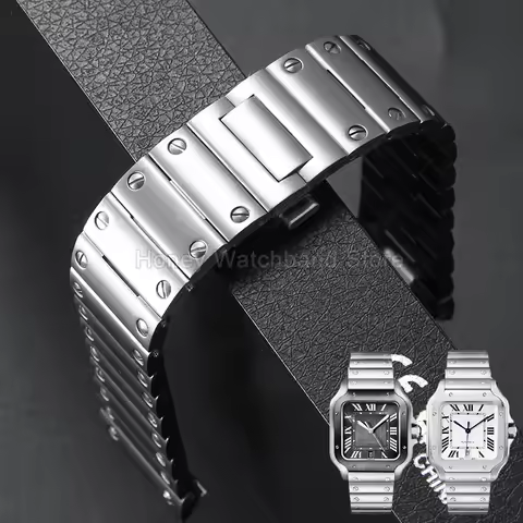 For Cartier Santos Sandoz 100 WSSA0009/0010/0029 Silver 21mm Special Interface Watch Strap Premium S