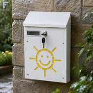 Flameer Decorative Outdoor Wall Mailbox Sun Pattern Vintage Galvanized Secure Parcel Holder Mail Box
