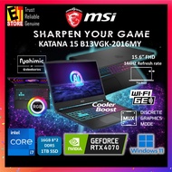 MSI Laptop Katana 15 AI Gaming B13VGK-2016MY (i7-13620H/16GB/1TB SSD/RTX4070 8GB/15.6" FHD/RGB/W11/Bag/2Yr)