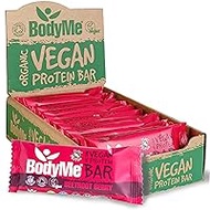 BodyMe Organic Vegan Protein Bar, Raw Beetroot Berry, 12 x 60 g Vegan Protein Bar, Gluten Free, 16 g Complete Vegan Protein per Snack, 3 Proteins, Essential Amino Acids, Fitness Bar