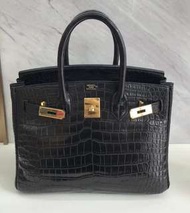 Hermes Birkin 30 黑金霧面鱷魚🐊T刻