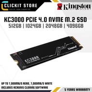KINGSTON KC3000 PCIe 4.0 NVMe M.2 2280 SSD (512GB / 1024GB / 2048GB / 4096GB) | SKC3000S / SKC3000D