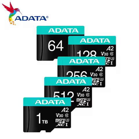 ADATA Micro SDXC Card A2 V30 with SD Adapter Speed Up To 100MB/S UHS-I U3 Memory Card Class10 4K UHD