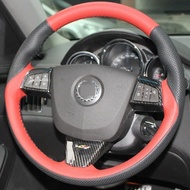 for Cadillac ATS CTS Black Red Leather Hand-stitched Car Steering Wheel Coverauto parts Car decorati