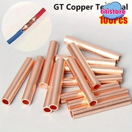 TITISTORE 100Pcs Wire Terminal Crimp, Brass Cable Connector Kit GT Copper Terminal Connecting Tube, 