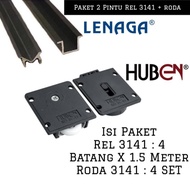 2 Doors Package 4 Rails UM 3141 1.5 Meters + 4 Wheels Set SD 3141 Huben Sliding Wardrobe Doors Slidi