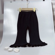 Little One - Celana panjang anak cutbray lebar ruffle warna ungu - LR2