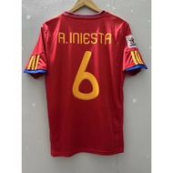 2010 Spain Retro High Quality Custom Home Football Jersey TORRES INIESTA