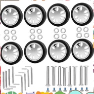 8pcs Luggage Wheels Replacement Kit,Dia 2in/50mm Thick 0.47in/12mm Resistant Rubber Mute Caster Repl