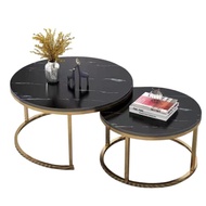NJCAR LZD MALL  H333 โต๊ะลายหินอ่อน (ซ้อน2ชั้น) โต๊ะกลมห้องรับแขก โต๊ะกาแฟ โต๊ะทรงกลม โต๊ะในห้องรับแ