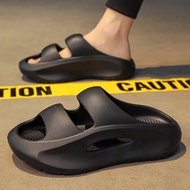 Men's and women's coconut slippers outer wear summer thick bottom pure black soft bottom stomping shit feeling outdoor waterproof anti-slip couple beach shoes trace fishing wading shoes bathroom house bathing students teenagers flip flop sandals for men
