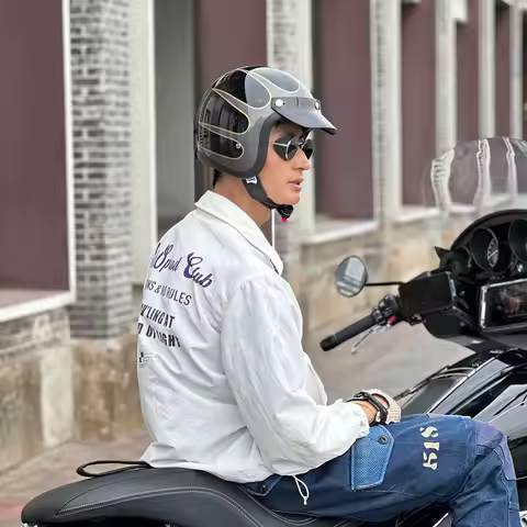 TT&COCASCOS Motorcycle Helmet Fashion Lightweight Retro Vintage 3/4 Open Face Motorbike Scooter Helm