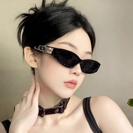 Summer Retro Personality Y2k Cat Eye Small Frame Sunglasses Outdoor Travel Anti UV Hollow Star Decor