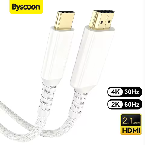 USB C to HDMI Cable White 4K@30Hz 2K@60Hz Compatible for iPhone 17-15 Series MacBook Samsung Galaxy 
