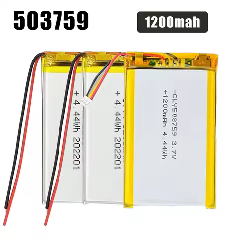503759 Lipo Battery 1200mAh 3.7V Rechargeable Battery Ph-2.0p Plug for Massager Bluetooth Audio Beau