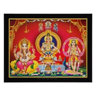 God Ganesh Ayyappan Kartikeya HD Photo Frame Lord Ganesha Ayyappa Swamy Murugan Painting Pooja Wall 