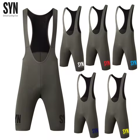 SYN Global Cycling Club Men Cycling Bib Shorts Seamless Green Diamond Shaped Printed Fabric Ride 7 H