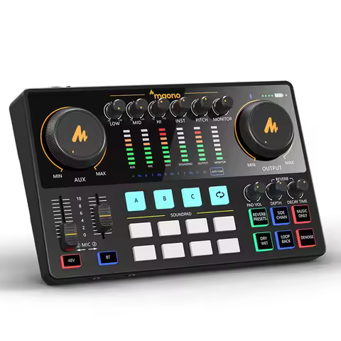 maonocaster AME2 Sound Card Maonocaster Audio Interface Podcast Equipment Studio All-In-One Mixer fo