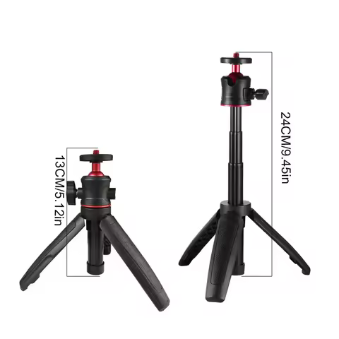 Foldable Tripods with Cold Shoe Ball Head 1/4'' Selfie Stick Holder Mini Bracket for Camera DSLR Act