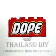 Iron-On Patch Embroidery Word Slang DOPE Youth Style Cool Cartoon Funny Lego Joke WOP DIY Bag