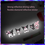 HL Sanrio Auto Reflective Sticker Cartoon Kuromi Motorcycle Body Stick Safety Warning Stick Scratch Decoration Reflective Helmet Stick