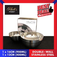 Alcott's Finest 2 Pcs Bowl Set Double-Wall Stainless Steel (16cm+12cm)