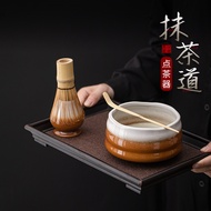 Japanese Matcha Ceremony Song Dynasty Tea Ordering Tool Ceramic Threaded Tea Bowl Tea Bowl Stand Bai
