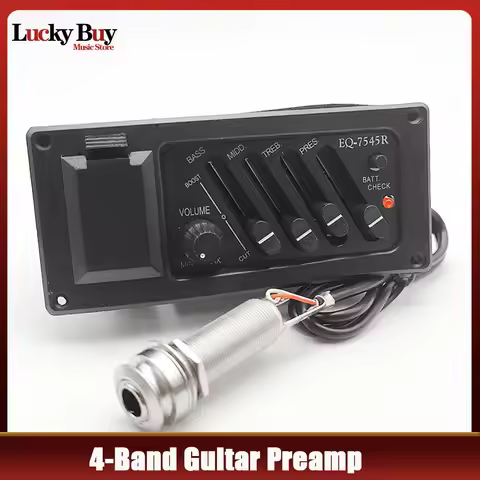Professional 4 Band Acoustic Guitar Preamp Amplifier EQ 7545R Pickup 6.5MM Output Acoustic Guitar Ac