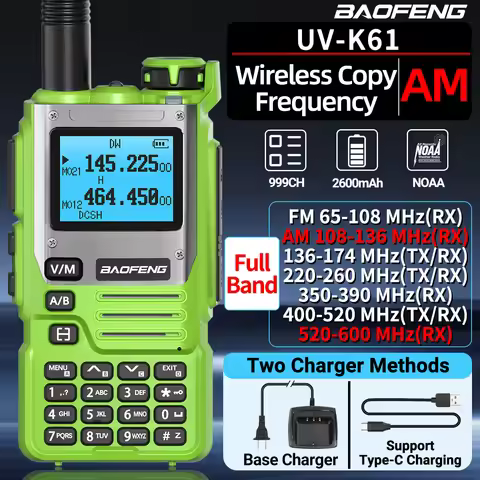 Baofeng UV-K61 Walkie Talkie Multi Band Wireless Copy Frequency 999CH Type-C UHF VHF DTMF NOAA FM UV
