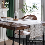 KA4V Retro Cotton Linen Table Runner Light Luxury High-End Dining Table Long Tablecloth Drawer TV Ca