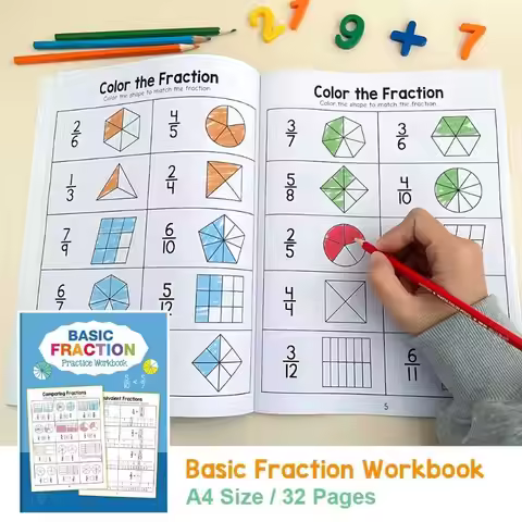 1Pcs Primary School Fraction Fact Teaching Aids Math Cognitive Test Book Basic Fraction Learn And Pr