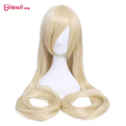 L-email wig Synthetic Hair 60inch 150cm Long Blonde Wig Chobits Chi Cosplay Wigs Straight Beige Blac