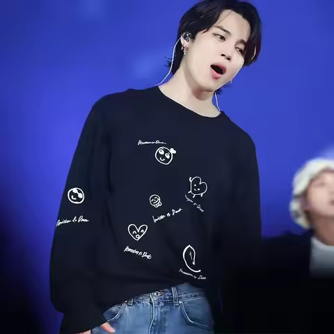 New KPOP JIMIN Concert PERMISSION TO DANCE Hoodie Printing Official Same Paragraph Long-sleeved Shor