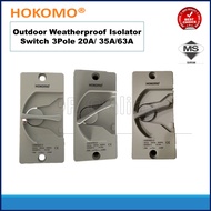 Isolator Switch ON OFF 3Pole Weatherproof 3Pole Isolator Switch  ON/OFF 20A/35A/63A HOKOMO , (HISW-x